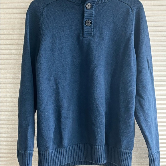 J.Crew 100% Cotton Knit Half-Button Mens Blue Sweater Size M - Picture 2 of 8